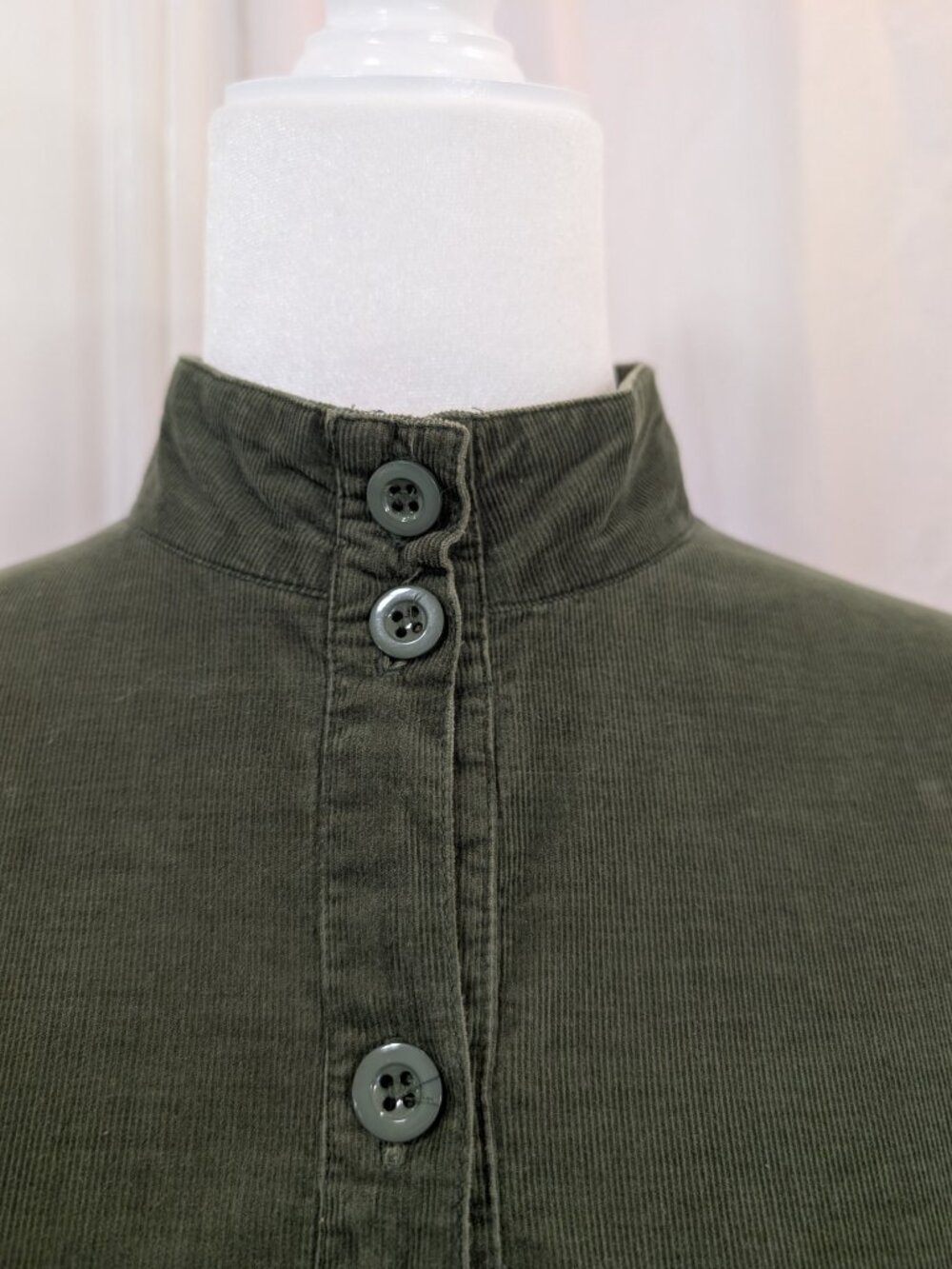 Laura Ashley Vintage Olive Green Corduroy Cottagecore Long Sleeve Dress Size 12 - Picture 2 of 16